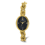 Charles-Hubert 28mm Womens Oval Black Dial Gold-plated Stainless Steel Quartz Watch