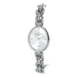 Charles-Hubert 28mm Womens Silver-Tone Dial Oval Stainless Steel Quartz Watch