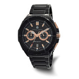Charles-Hubert 48mm Mens Black Dial & Black Stainless Steel Chronograph Quartz Watch
