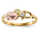 10k Tri-Color Black Hills Gold Rose Flower Design Diamond Ring