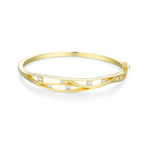 6.5 inch Yellow Gold-Plated Sterling Silver Bangle Bracelet with Cubic Zirconia by ELLE