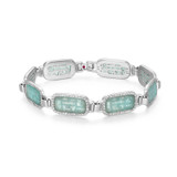6.75 inch Amazonite & White CZ Link Bracelet in Rhodium-Plated Sterling Silver by ELLE