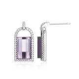 20mm Sterling Silver Earrings with African Amethyst Doublets and CZ Pave Frame by ELLE