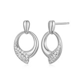 Sterling Silver Twisted Hoop Earrings with Pave White CZ by ELLE