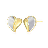 Two-Tone Heart-Shaped Stud Earrings by ELLE