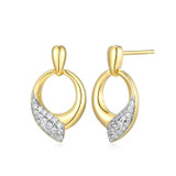 Yellow Gold-Plated Sterling Silver Twisted Hoop Earrings with Pave White CZ by ELLE