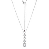 17 inch+3 inch Sterling Silver Drop Pendant Necklace with Four Graduated White CZ Shapes by ELLE