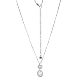17 inch+3 inch Sterling Silver Drop Pendant Necklace with Round and Oval White CZ in Milgrain Settings by ELLE