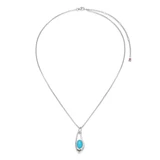 17 inch+3 inch Sterling Silver Open Teardrop Pendant Necklace with Simulated Turquoise by ELLE