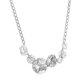 17 inch+3 inch Sterling Silver Sculpted Disc Statement Necklace with White CZ Accents by ELLE