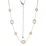 17 inch+3 inch Two-Tone Station Necklace with Cushion, Oval and Round Cubic Zirconia by ELLE