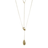 18 inch+4 inch Yellow Gold-Plated Sterling Silver Teardrop Lariat Necklace by ELLE