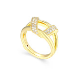 Gold-Plated Sterling Silver Cubic Zirconia Unity Ribbon Ring by ELLE