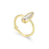 Gold-Plated Sterling Silver Pear-Shape Cubic Zirconia Teardrop Ring by ELLE