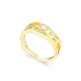 Gold-Plated Sterling Silver Open Crossover Band Ring with Cubic Zirconia Accents by ELLE