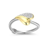 Rhodium- and Gold-Plated Sterling Silver Elegant Heart CZ Ring by ELLE