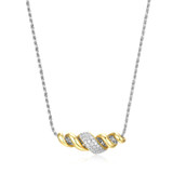 17 inch+2 inch Rhodium- and Gold-Plated Sterling Silver Twist CZ Necklace by Charles Garnier