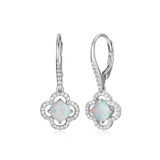Sterling Silver Floral Lab-Created Opal and CZ Drop Earrings by Charles Garnier