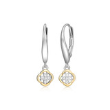 Two-Tone Sterling Silver and 14K Gold Diamond Drop Earrings by Charles Garnier