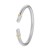6.75 inch Two-Tone Sterling Silver Fancy CZ Art Deco Style Cuff Bracelet by Charles Garnier