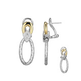 Two-Tone Sterling Silver CZ Art Deco Style Drop Earrings by Charles Garnier