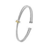 6.75 inch Two-Tone Sterling Silver Double Strand CZ Knot Cuff Bracelet by Charles Garnier