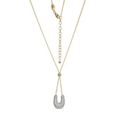 17 inch+2 inch Sterling Silver Yellow Gold-Plated Horseshoe Pendant Necklace with Pave CZ by Charles Garnier