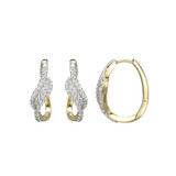 20mm Sterling Silver Two-Tone Hoop Earrings with Twisted Pave CZ by Charles Garnier