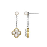 Sterling Silver Drop Earrings with Genuine Cultured Freshwater Pearls and CZ by Charles Garnier