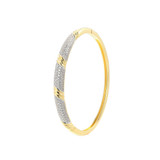 6.75 inch Two-Tone Sterling Silver Hinged Bangle Bracelet with CZ Accents by Charles Garnier