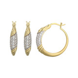 Two-Tone Sterling Silver Swirl Hoop Earrings with CZ Accents by Charles Garnier