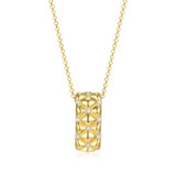 17 inch+2 inch Gold-Plated Sterling Silver Quilted Pattern Pendant Necklace with CZ by Charles Garnier