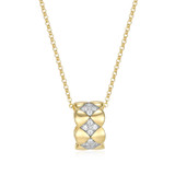17 inch+2 inch Gold-Plated Sterling Silver Quilted Pattern CZ Pendant Necklace by Charles Garnier