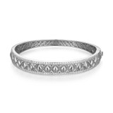 6.75 inch Rhodium-Plated Sterling Silver Quilted CZ Bangle Bracelet by Charles Garnier