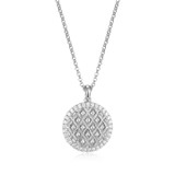 17 inch+2 inch Rhodium-Plated Sterling Silver Quilted CZ Disc Necklace by Charles Garnier
