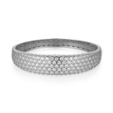 6.75 inch Sterling Silver Quilted Rhodium-Plated CZ Bangle Bracelet by Charles Garnier