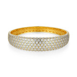 6.75 inch Two-Tone Sterling Silver Quilted Gold-Plated and Rhodium-Plated CZ Bangle Bracelet by Charles Garnier