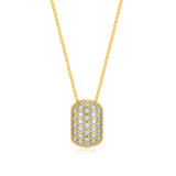 17 inch+2 inch Two-Tone Sterling Silver Pendant Necklace with Quilted CZ Barrel by Charles Garnier