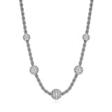 17 inch+2 inch Sterling Silver Rope Necklace with Sparkling Pave CZ Beads by Charles Garnier