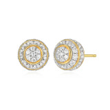 8mm Two-Tone Sterling Silver and Gold-Plated Halo CZ Stud Earrings by Charles Garnier
