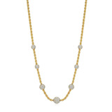 26 inch+2 inch Two-Tone Sterling Silver and Gold-Plated Rope Necklace with Pave CZ Bead Stations by Charles Garnier
