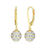 8mm Sterling Silver Gold-Plated Pave CZ Ball Leverback Earrings by Charles Garnier