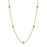 24 inch+2 inch Sterling Silver Gold-Plated Rope Necklace with Pave CZ Bead Stations by Charles Garnier