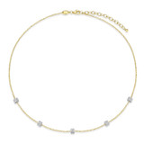 17 inch+2 inch Sterling Silver Gold-Plated Station Necklace with CZ Rondelle Accents by Charles Garnier