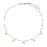 17 inch+2 inch Sterling Silver Gold-Plated CZ Floral Station Necklace by Charles Garnier