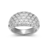 Sterling Silver Quilted Domed Rhodium-Plated CZ Ring by Charles Garnier
