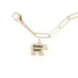 7 inch Gold Plated Sterling Silver Paperclip Charm Bracelet w/ Mama Bear Charm by Rembrandt