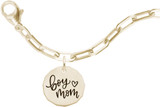 7 inch Gold Plated Sterling Silver Charm Bracelet w/ Boy Mom Charm by Rembrandt