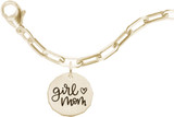 7 inch Gold Plated Sterling Silver Charm Bracelet w/ Girl Mom Charm by Rembrandt