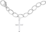 7 inch Sterling Silver Charm Bracelet w/ Cross Charm by Rembrandt